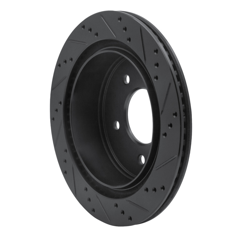 Ford Econoline Brake Rotor (1) - Rear Left - R1 Concepts - Drilled & Slotted - Black - `04-`06
